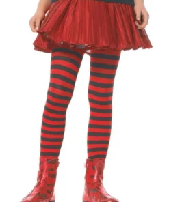 LEG AVENUE Gestreepte Meisjespanty Zwart-Rood
