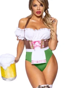 Spookachtige Winkel 19 LEG AVENUE Vrolijke Mini Bayern Hoed Met Edelweiss, Groen