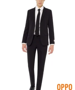 Opposuits Helemaal Zwart Solid Black Tiener Jongen Kostuum