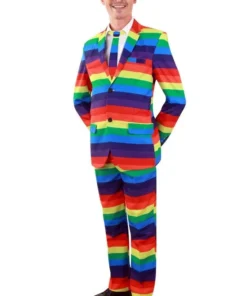 PartyXplosion Vrolijk Robbie Regenboog Multicolor Man Kostuum