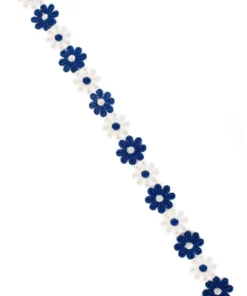 PartyXplosion Bloemetjesband 3m Blauw-Wit