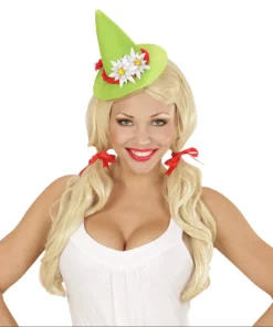WIDMANN Vrolijke Mini Bayern Hoed Met Edelweiss, Groen -Spookachtige Winkel wdm1014 01123 c