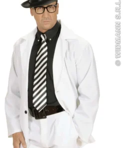 WIDMANN Satijnen Stropdas Wit Met Zwarte Strepen 18 WIDMANN Satijnen Stropdas Wit Met Zwarte Strepen -Spookachtige Winkel wdm1014 2995p f