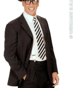 WIDMANN Satijnen Stropdas Wit Met Zwarte Strepen 21 WIDMANN Satijnen Stropdas Wit Met Zwarte Strepen -Spookachtige Winkel wdm1014 2995p i