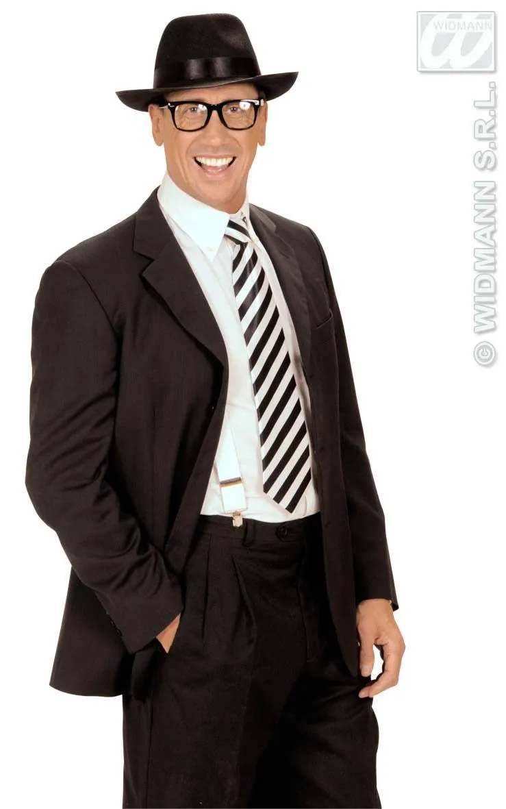 WIDMANN Satijnen Stropdas Wit Met Zwarte Strepen 11 WIDMANN Satijnen Stropdas Wit Met Zwarte Strepen - Afbeelding 9