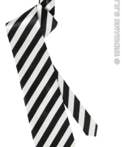 WIDMANN Satijnen Stropdas Wit Met Zwarte Strepen 23 WIDMANN Satijnen Stropdas Wit Met Zwarte Strepen -Spookachtige Winkel wdm1014 2995p k