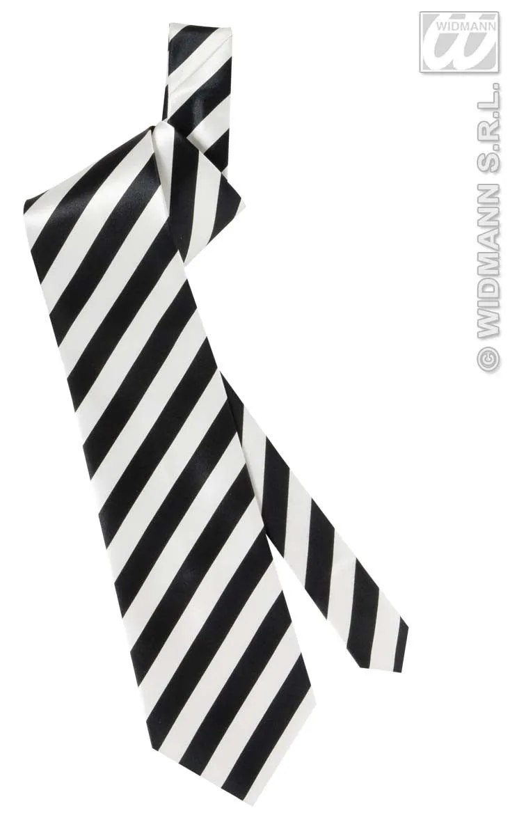 WIDMANN Satijnen Stropdas Wit Met Zwarte Strepen 13 WIDMANN Satijnen Stropdas Wit Met Zwarte Strepen - Afbeelding 11