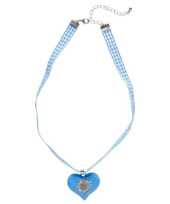 WIDMANN Hals Ketting Met Azuurblauw Hart En Edelweiss