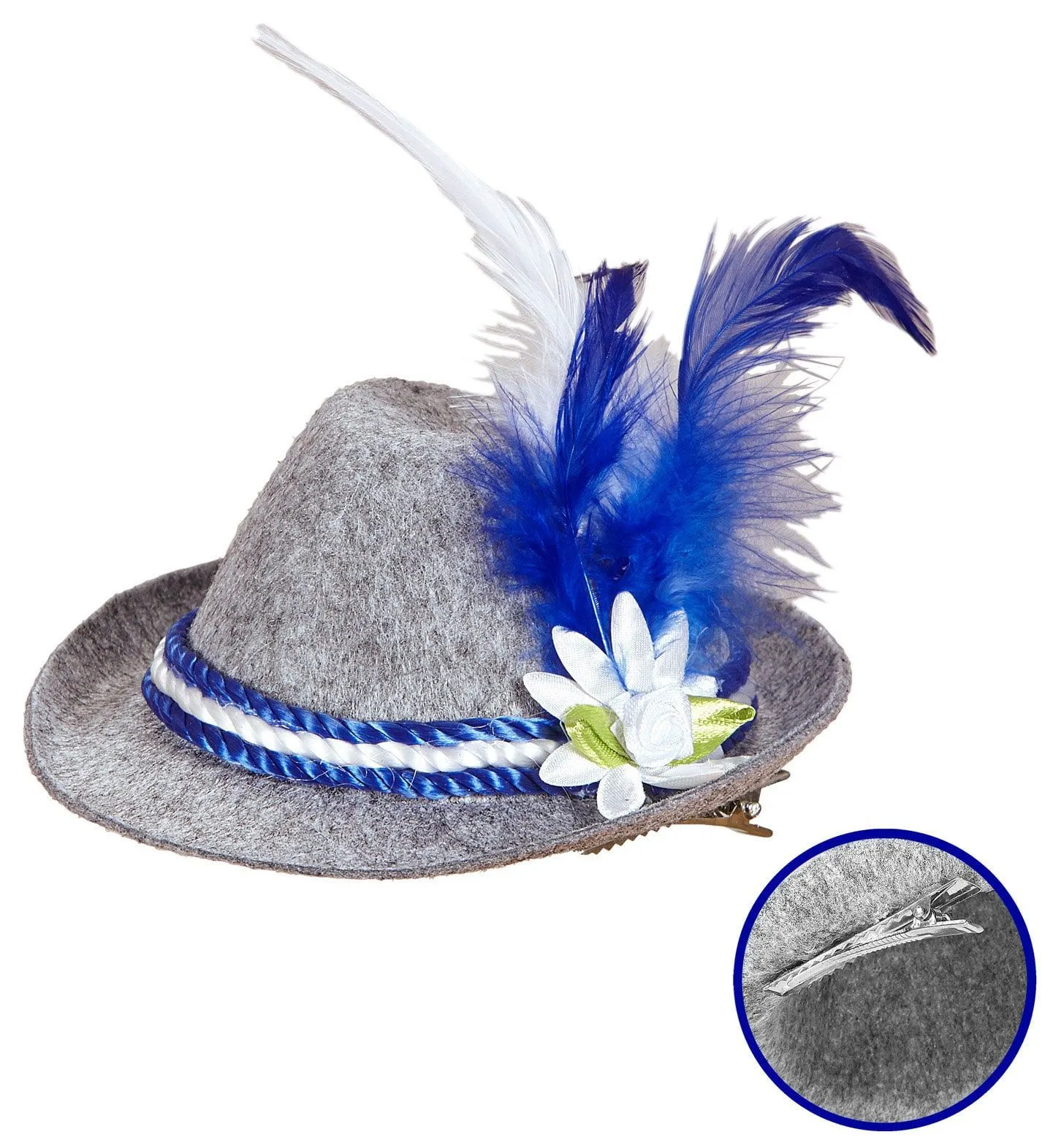 WIDMANN Oktoberfest Dames Mini Beierse Fedora, Blauw 3 WIDMANN Oktoberfest Dames Mini Beierse Fedora, Blauw