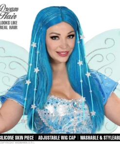 WIDMANN Starry Hair Droomhaar Pruik Blauw