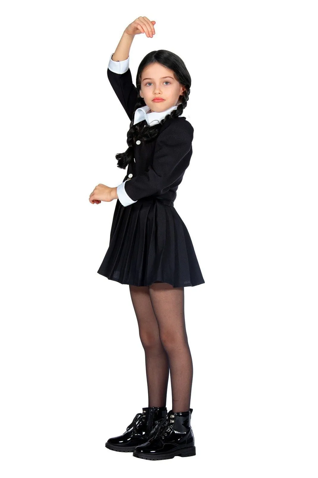 Wilbers Wednesday Addams Eerste Dag Op School Meisje Kostuum 4 Wilbers Wednesday Addams Eerste Dag Op School Meisje Kostuum - Afbeelding 2