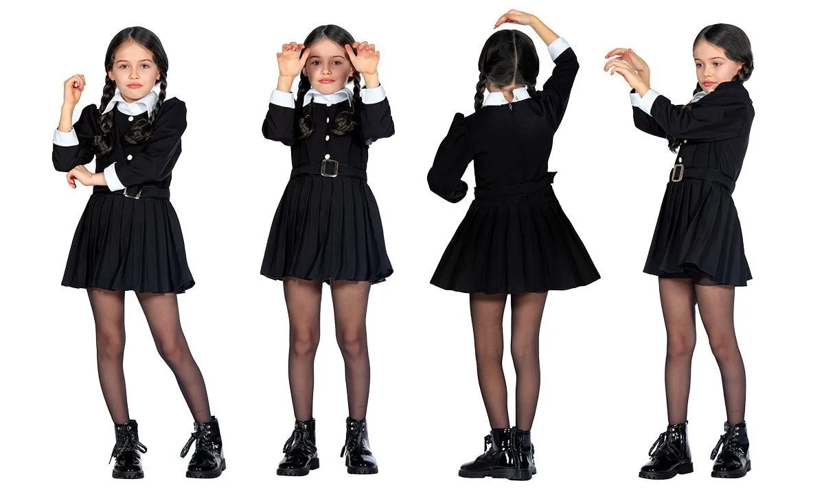 Wilbers Wednesday Addams Eerste Dag Op School Meisje Kostuum 6 Wilbers Wednesday Addams Eerste Dag Op School Meisje Kostuum - Afbeelding 4